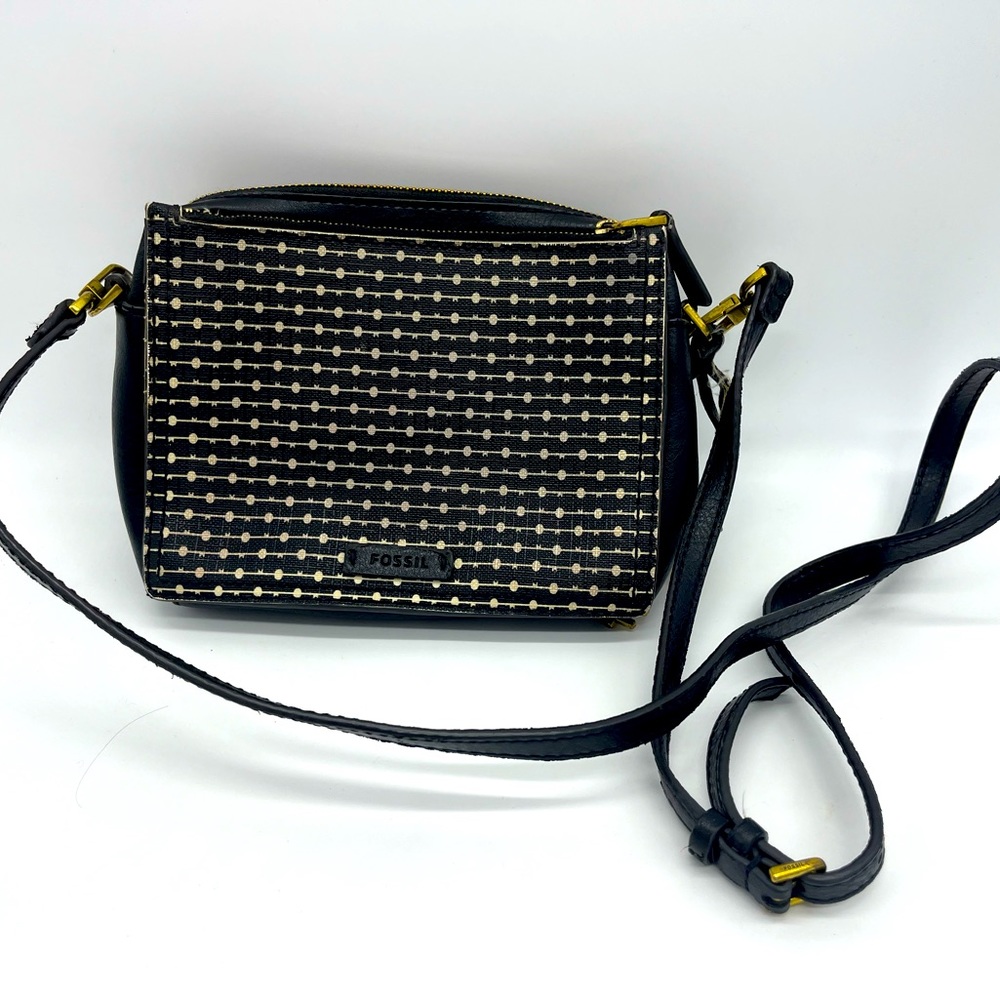 FOSSIL Campbell Crossbody Black Stripe Purse